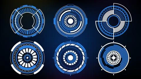 Abstract futuristic background of Circle interface sci fi frame hud ui collec Stock Illustration