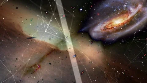 Abstract futuristic background, computer and technology. Moving lines, circles. Stock Footage 77900782