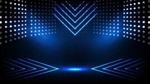 Abstract futuristic background of empty stage arena stadium spotlgiht stage b Illustrazione stock