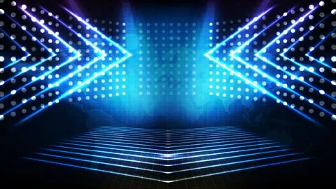 Abstract futuristic background of empty stage arena stadium spotlgiht stage b Stock Illustration