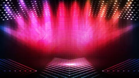 Abstract futuristic background of empty stage arena stadium spotlgiht stage b Stock Illustration