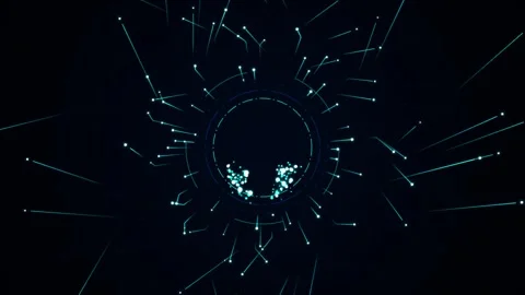 Abstract futuristic background with glowing cyan light lines and digital ci.. Video stock 343611706