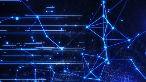 Abstract futuristic background with interweaving lines, dots and triangles Stock Footage 280655456