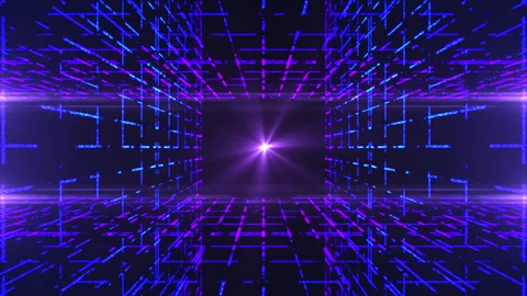 Abstract futuristic background of neon gradient grid in the space. Technology Stock Footage 275276488
