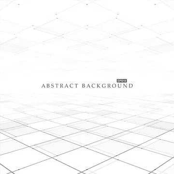 Abstract futuristic background with perspective. White tile floor copy space - Illustrazione stock