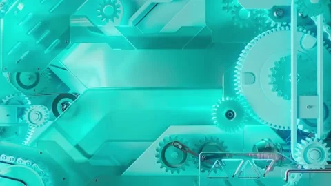 Abstract futuristic background with rotating gears and cogs, seamless loop. Vídeo Stock 344776299