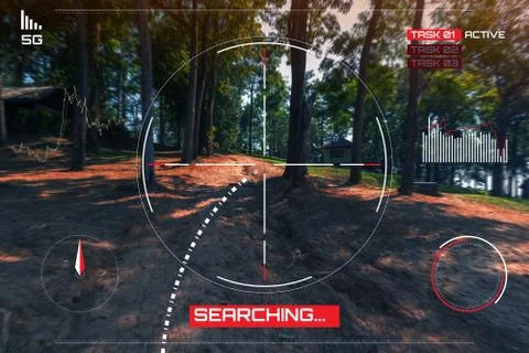 Abstract futuristic background of technology sci fi frame hud ui screen of ro Stock Photos