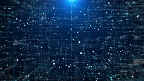 Abstract futuristic big data digital social network structure simulation Stock Footage 328970889