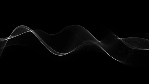Abstract futuristic black background with glowing white dots in a wave patt.. Video stock 319028131