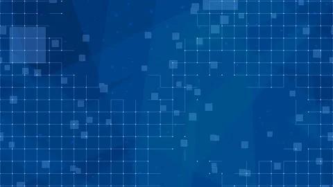 Abstract futuristic blue digital grid pattern with scrolling geometric squares Stock Footage 342731152