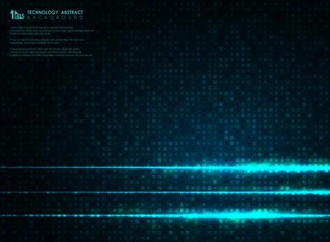 Abstract futuristic blue square pattern of technology energy background. Stock Illustration