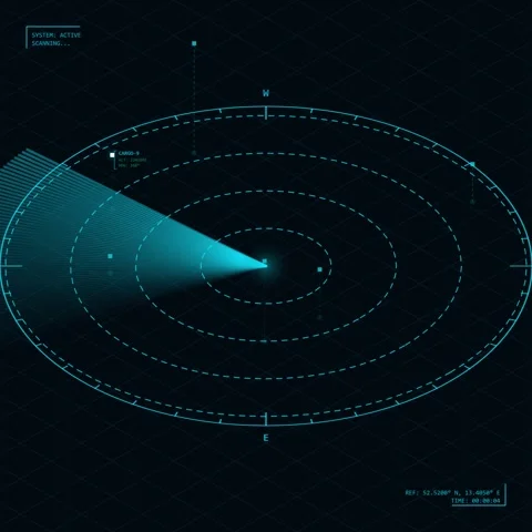 Abstract futuristic blue technological circular data interface background vid Stock Footage 344777057