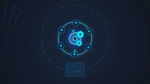 Abstract futuristic blue technology animation with rotating gears and glowi.. Vídeos de archivo 341292391