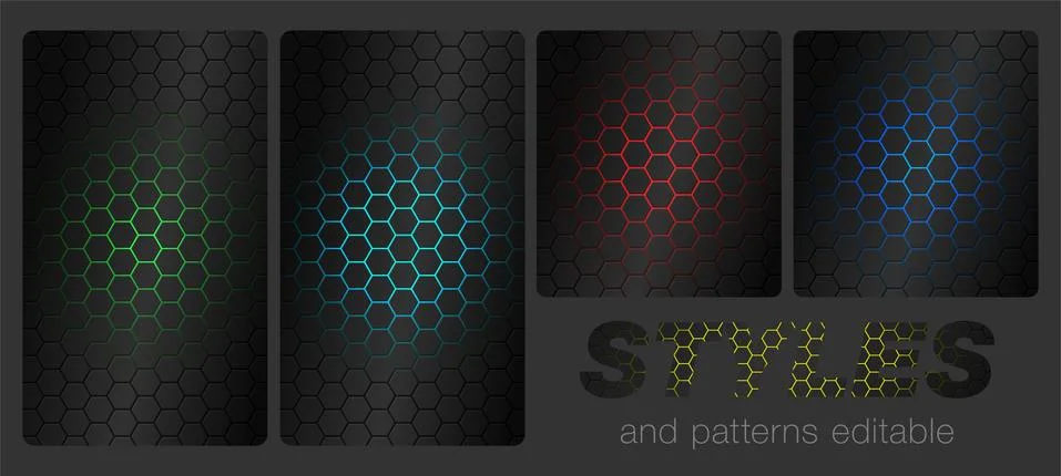 Abstract futuristic cell hexagonal pattern in different colors Stock Illustration