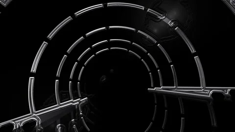 Abstract futuristic chrome structure transforming animation Video stock 340969854