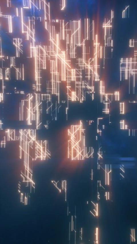 Abstract futuristic circuit-city pattern with glowing orange lines and soft.. Stock Footage 329626687