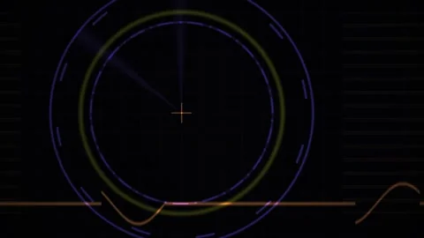 Abstract Futuristic Circular Interface with Glowing Lines and Crosshair. Stock Footage 333913019