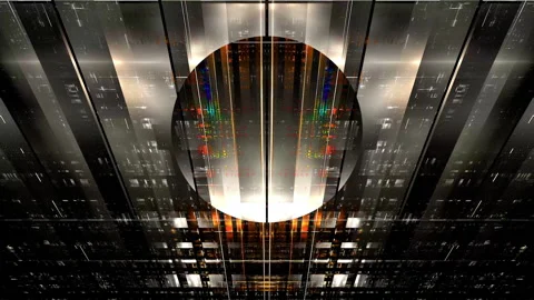 Abstract futuristic city technology background, flight in sci fi megapolis Stock Footage 159096887