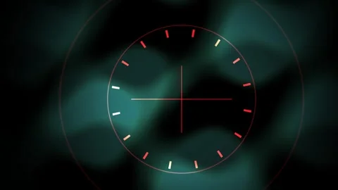 Abstract Futuristic Clock Face with Neon Glow and Cosmic Background. Stock Footage 333912774