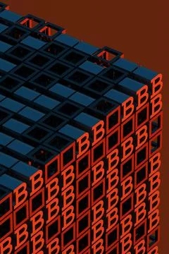 Abstract futuristic concept of Bitcoin mining and artificial intelligence. 3d イラスト素材