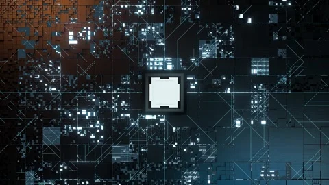 Abstract futuristic cpu processor core digital background for information t.. Stock Footage 332316316
