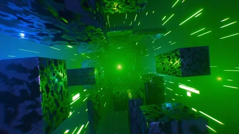 Abstract futuristic cube corridor. Seamless loopable tunnel with rotating cubes Stock Footage 324514852