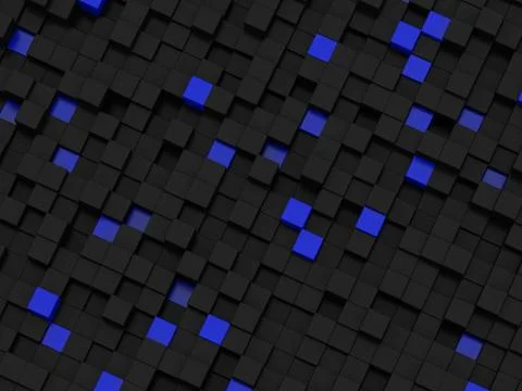 Abstract futuristic cubes shape background. Black solid box array individualism  Stock Illustration