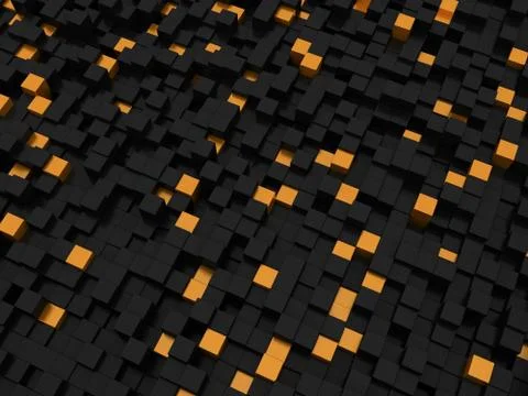 Abstract futuristic cubes shape background. Black solid box array individualism  Stock Illustration