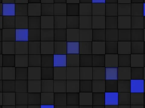 Abstract futuristic cubes shape background. Black solid box array individualism  Ilustración de archivo