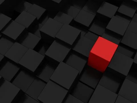 Abstract futuristic cubes shape background. Black solid box array individualism  Illustrazione stock