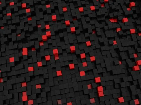 Abstract futuristic cubes shape background. Black solid box array individualism  Stock Illustration