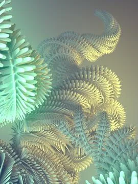 Abstract futuristic curled shape surrounded by colored mist. 3d rendering イラスト素材