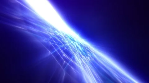 Abstract futuristic cyber surface of light stripes and bright energetic rays Stock Footage 309789857