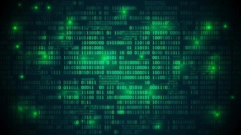 Abstract futuristic cyberspace with binary code, matrix background with digits Stock Illustration