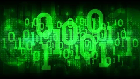 Abstract futuristic cyberspace with binary code, matrix green background code 库存插图