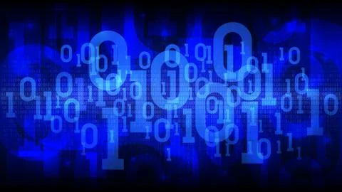 Abstract futuristic cyberspace with binary code, matrix blue background digital Stock Illustration