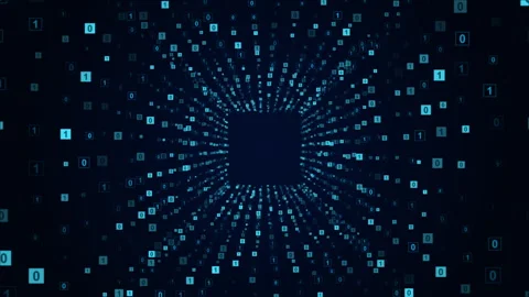 Abstract futuristic cyberspace, Binary data flow tunnel, Virtual tunnel Stock Footage 336529615