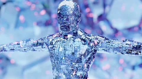 Abstract Futuristic cyborg, Artificial intelligence machine learning Stock Footage 262857163
