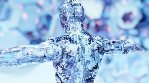 Abstract Futuristic cyborg, Artificial intelligence machine learning Stock Illustration