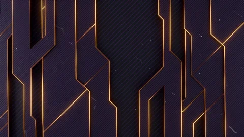 Abstract futuristic dark background with glowing golden lines and geometric Stock Footage 337460028