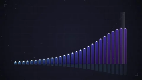 Abstract futuristic dark background with growing data graph and glowing lines Stock Footage 346660574