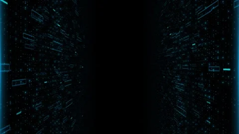 Abstract futuristic data animation glowing blue particles digital rectangles Stock Footage 333793071