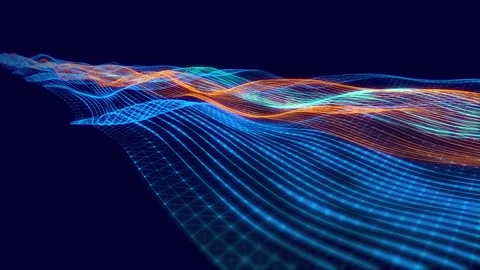 Abstract futuristic data lines on virtual grid  wavy  way. 库存影片 333404094