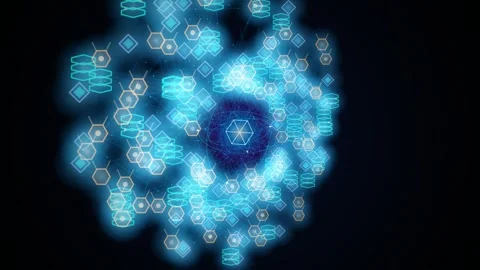 Abstract Futuristic Data Network Node Connection And Big Data Processing Stock Footage 340603735