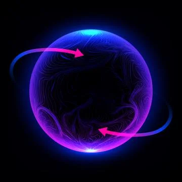 Abstract futuristic data network sphere with glowing neon lines and pink ar.. Stock Illustration
