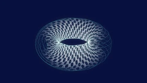 Abstract futuristic data torus from color glowing dots connecting lines. Stock Footage 335136295
