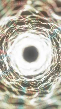 Abstract futuristic data vortex with glowing circular tunnel, digital parti.. Stockillustratie