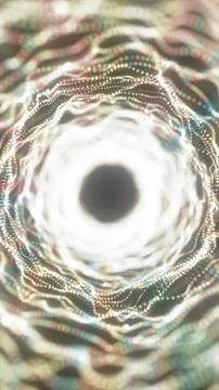 Abstract futuristic data vortex with glowing circular tunnel, digital parti.. 스톡 일러스트