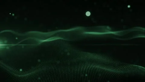 Abstract Futuristic Data Waves and Digital Particle Flow Animation Stock Footage 301554754