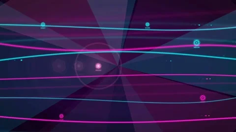 Abstract futuristic digital background with glowing neon lines and geometric Видео 340120147